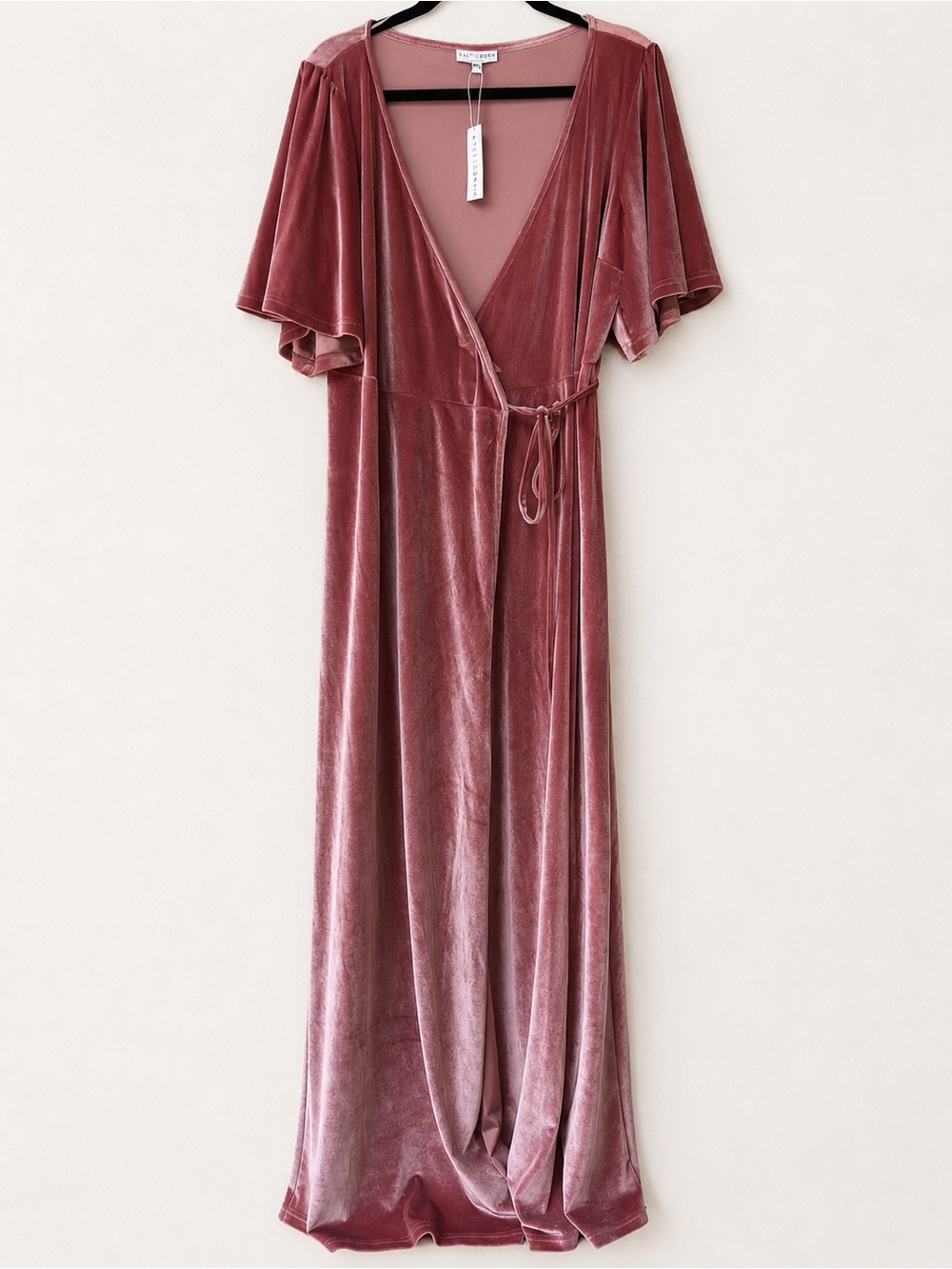 Baltic Born Meghan Velvet Wrap Maxi Dress SIZE XXXL NWT MAUVE PINK DUSTY ROSE